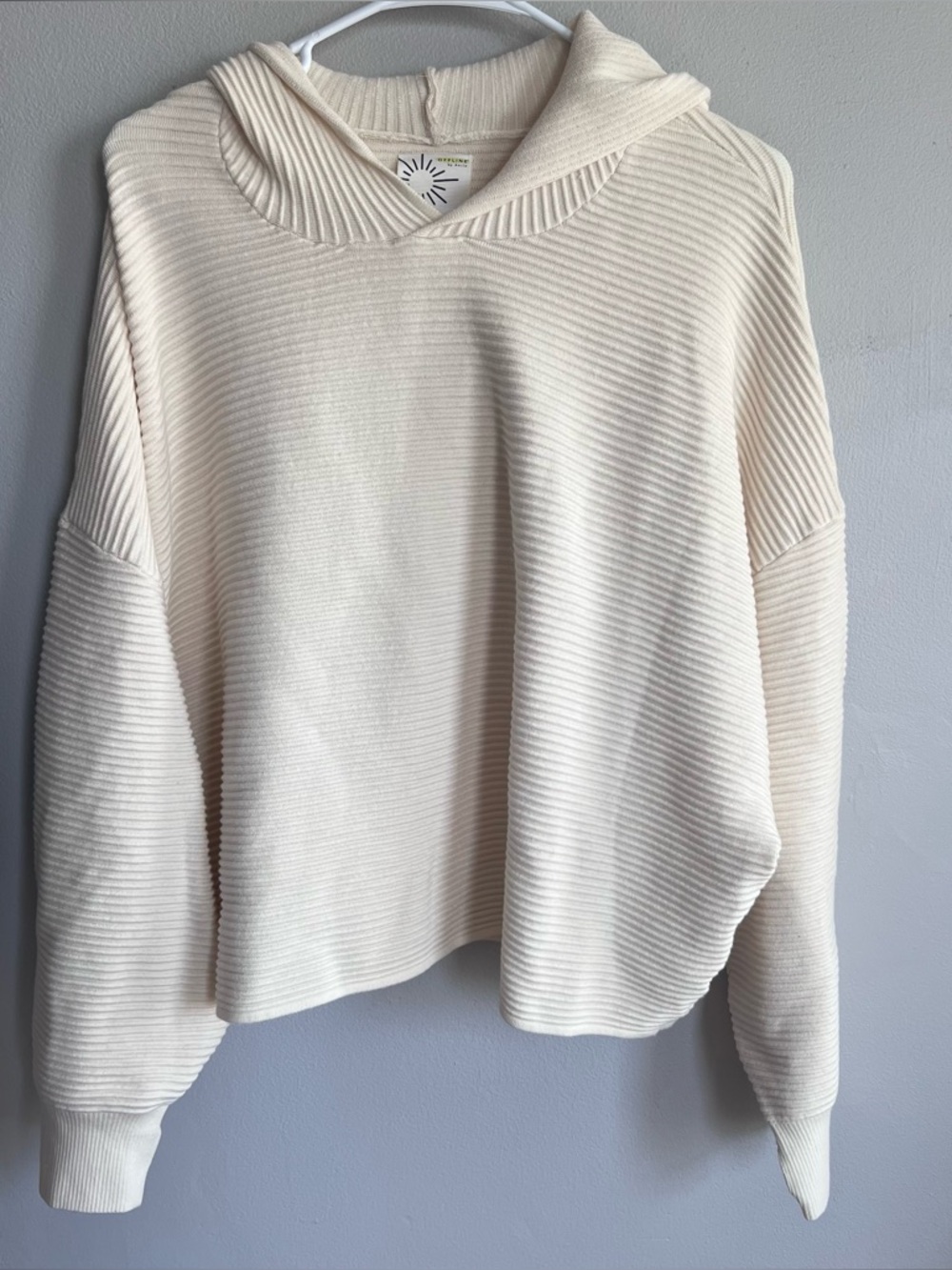 Aerie Offline‎ Ribbed Hooded Sweatshirt Cream XXL